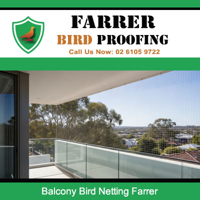 Balcony bird netting installed on modern apartment with scenic views in Farrer